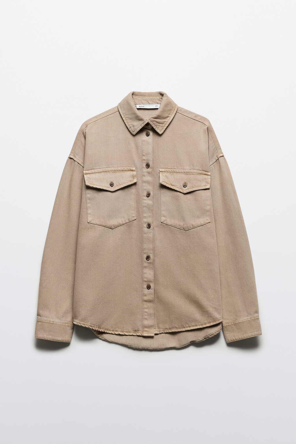Рубашка oversize джинсовая с карманами - цвет бежевый - 8