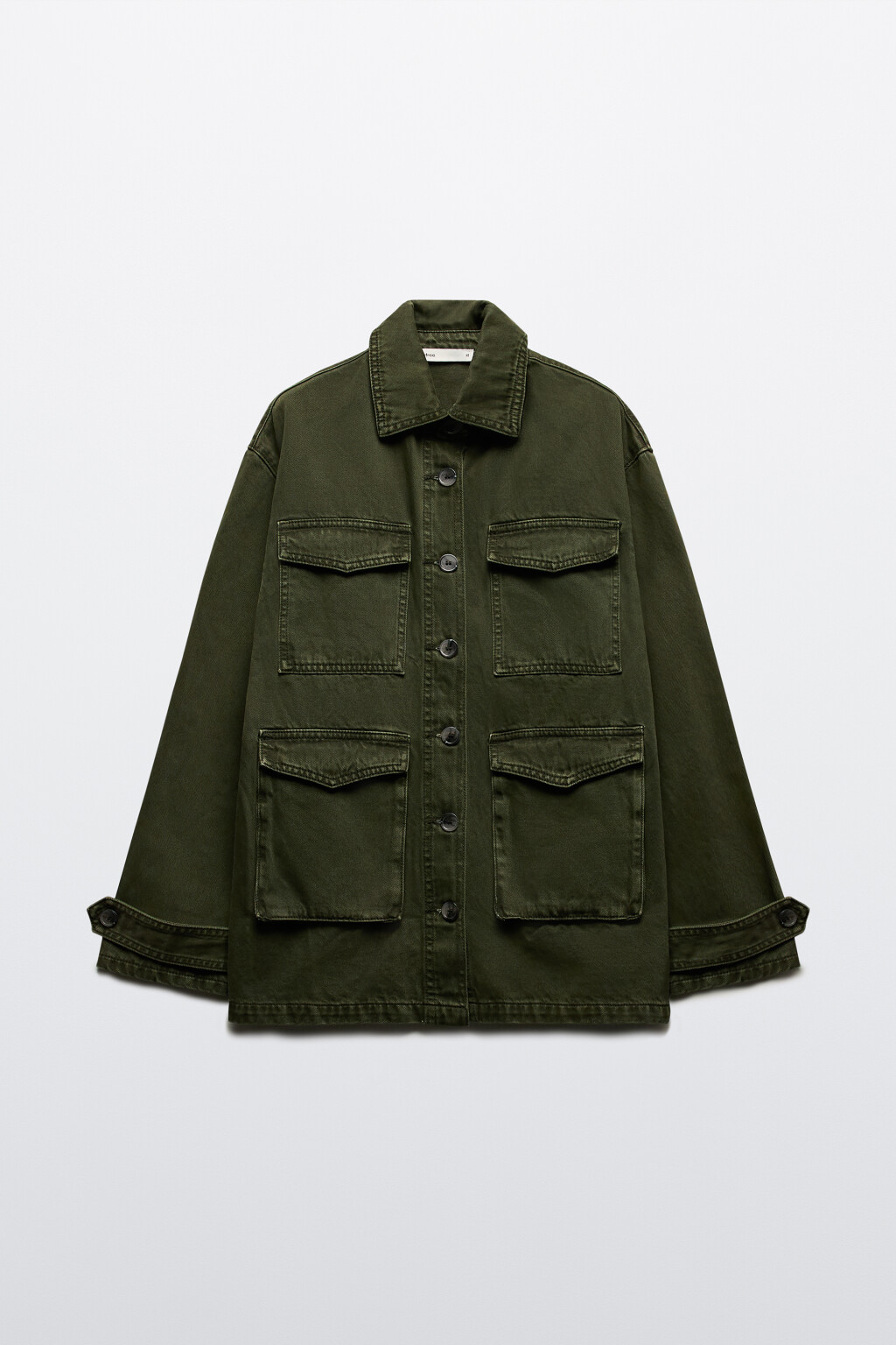 Куртка-рубашка oversize джинсовая с карманами - цвет зеленый - 8