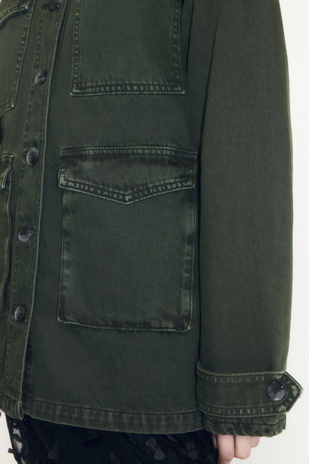 Куртка-рубашка oversize джинсовая с карманами - цвет зеленый - 6