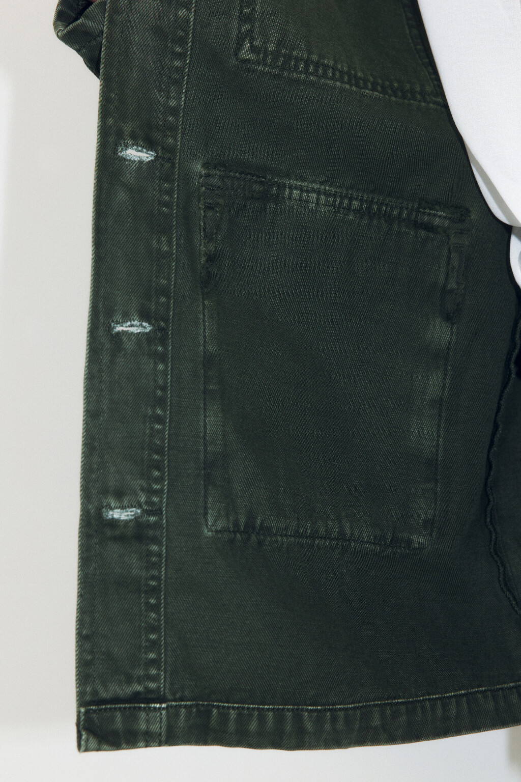 Куртка-рубашка oversize джинсовая с карманами - цвет зеленый - 7