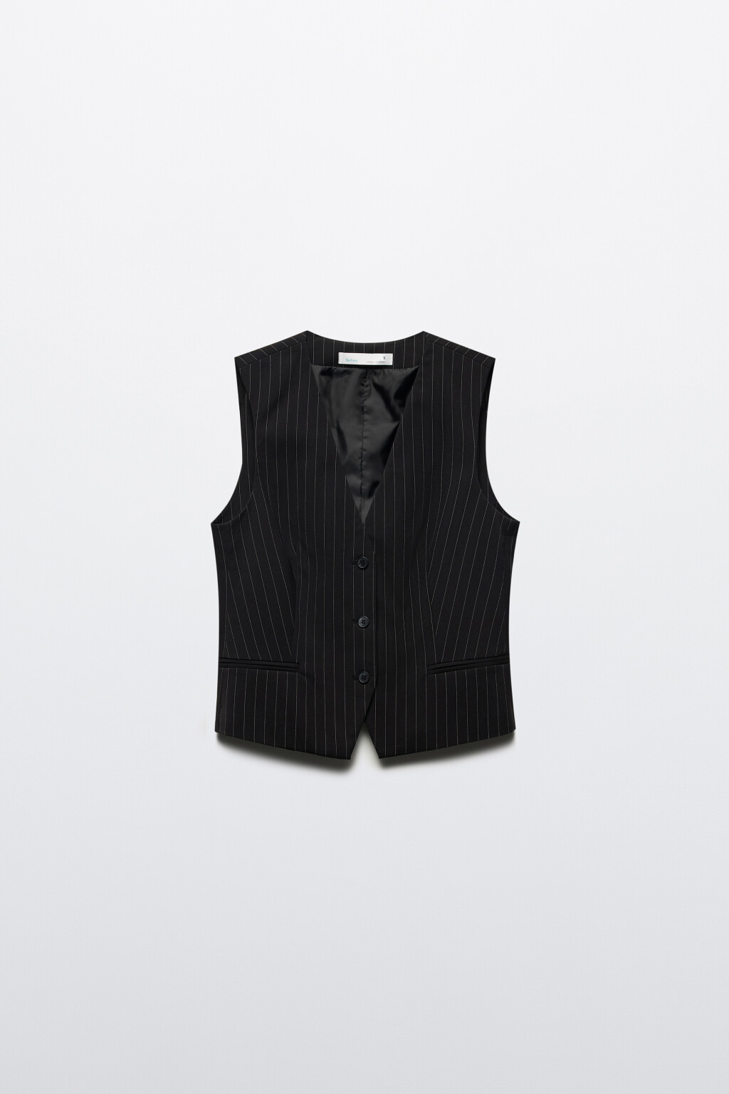 Жилет костюмный в полоску - цвет черный - 8