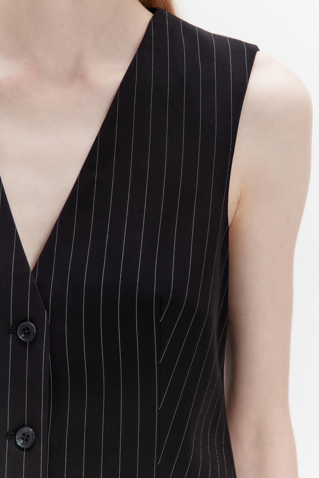 Жилет костюмный в полоску - цвет черный - 7