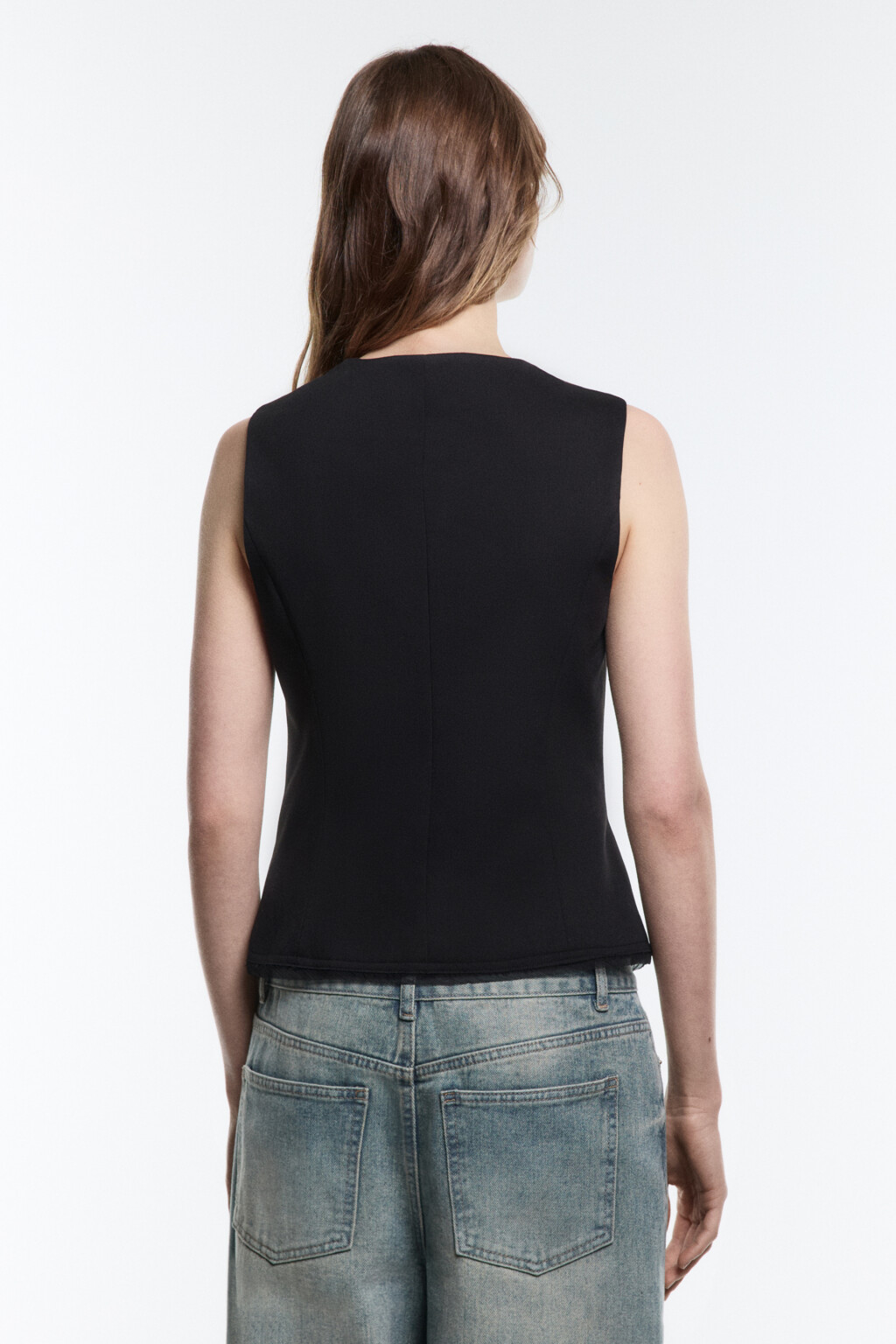 Жилет костюмный классический - цвет черный - 5