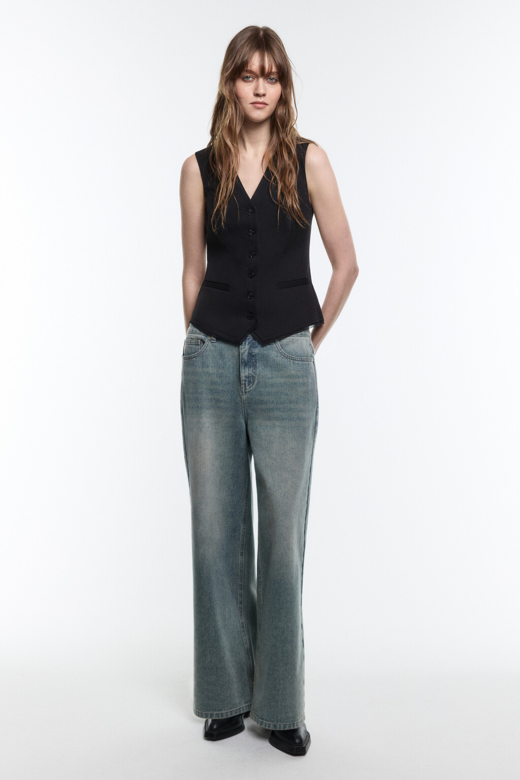 Жилет костюмный классический - цвет черный - 6