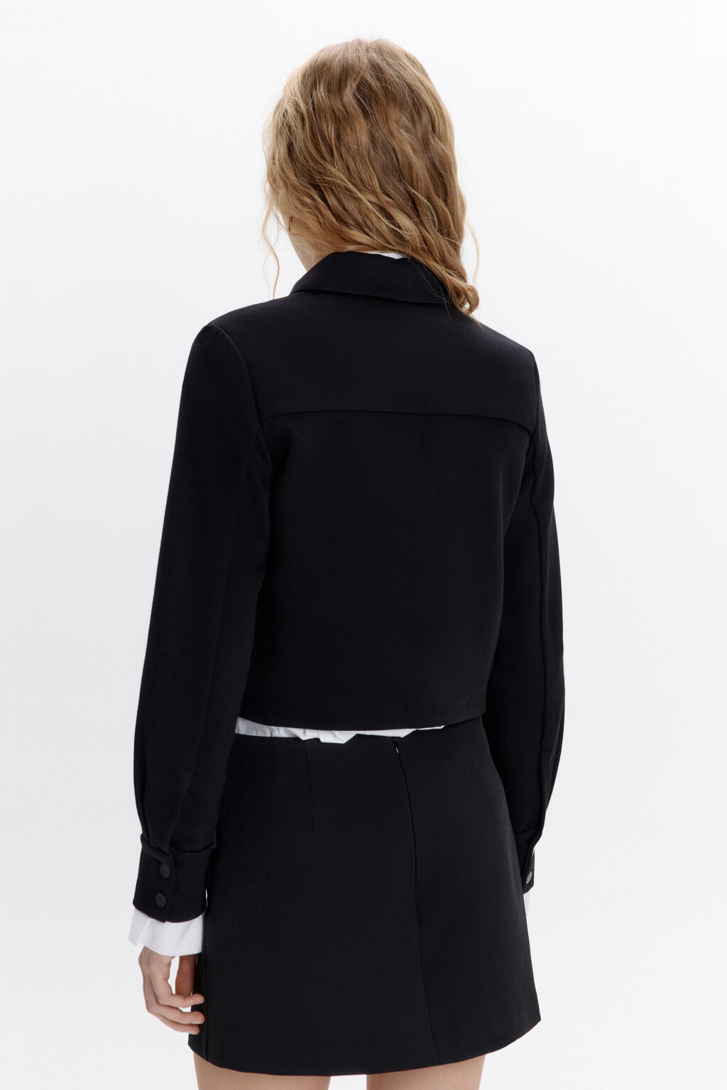 Жакет на молнии укороченный с воротником - цвет черный - 4