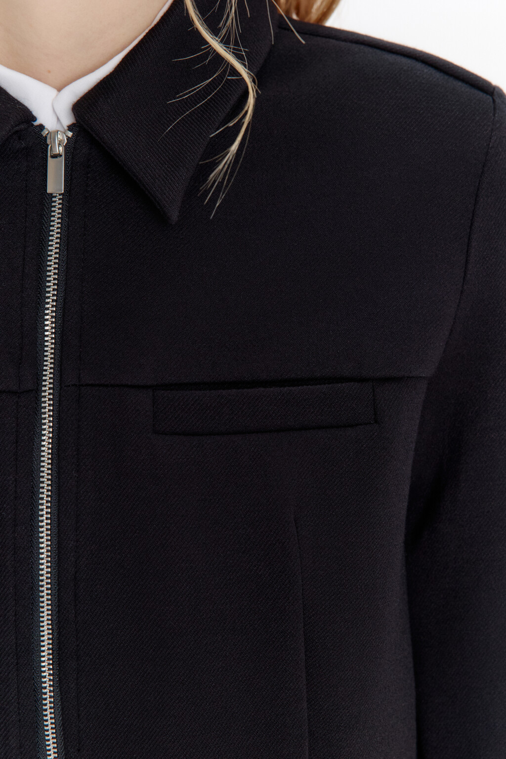 Жакет на молнии укороченный с воротником - цвет черный - 6