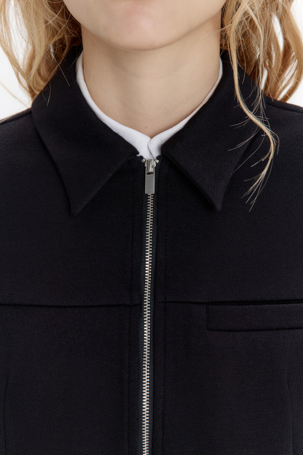 Жакет на молнии укороченный с воротником - цвет черный - 7