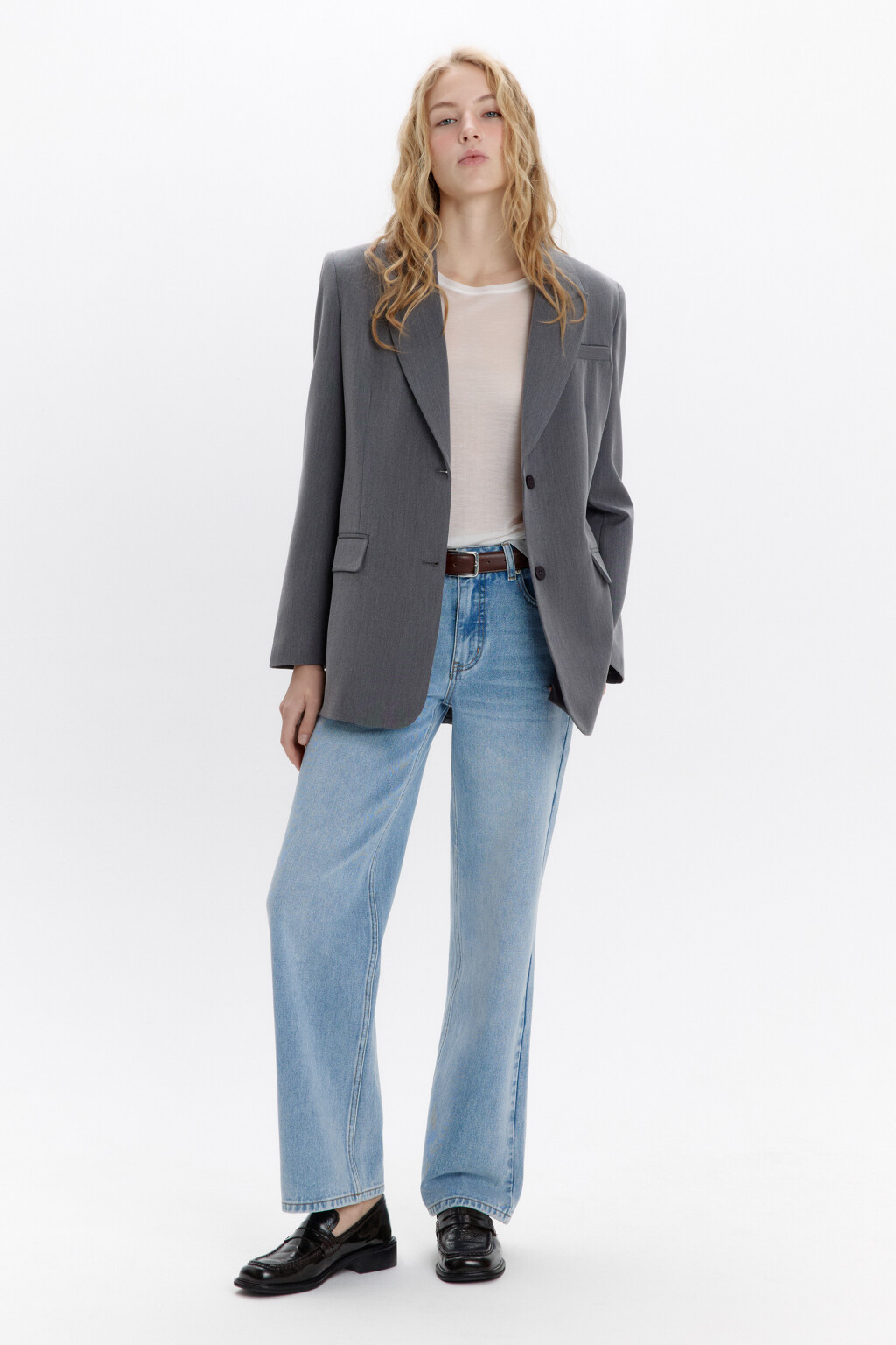 Пиджак прямой однобортный из костюмной ткани - цвет серый - 6