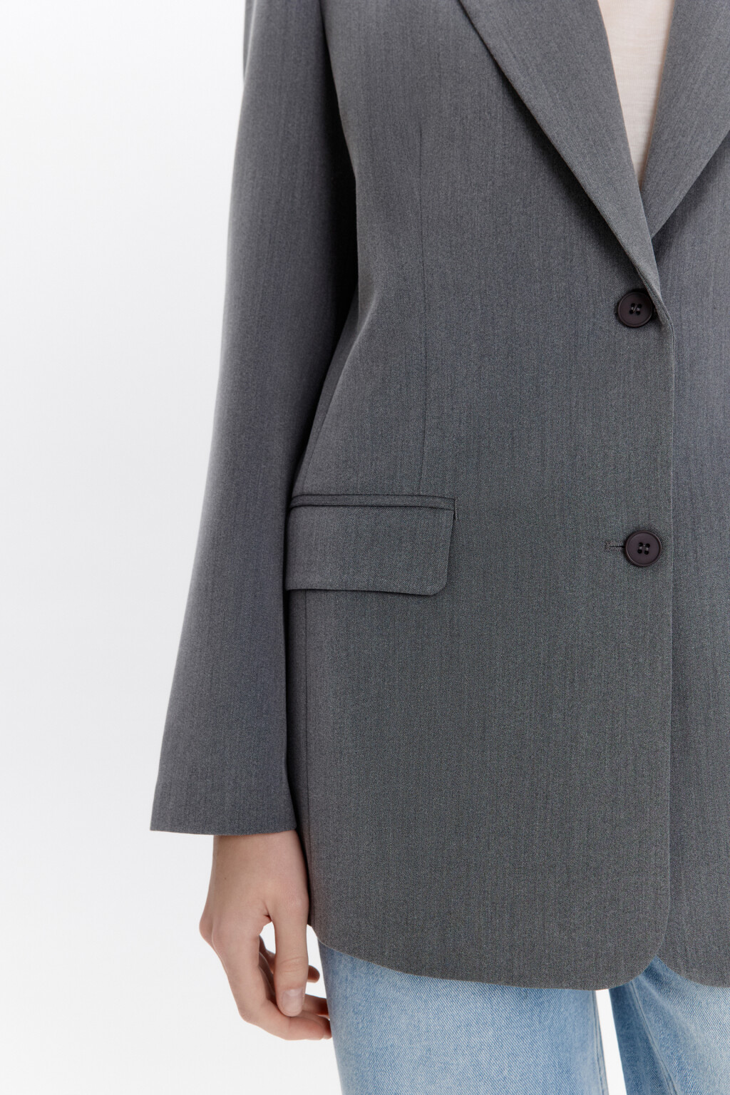 Пиджак прямой однобортный из костюмной ткани - цвет серый - 8