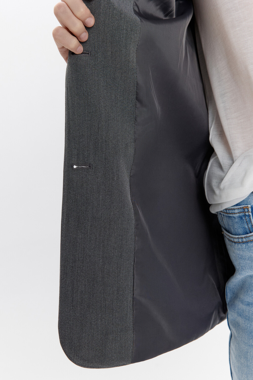 Пиджак прямой однобортный из костюмной ткани - цвет серый - 9