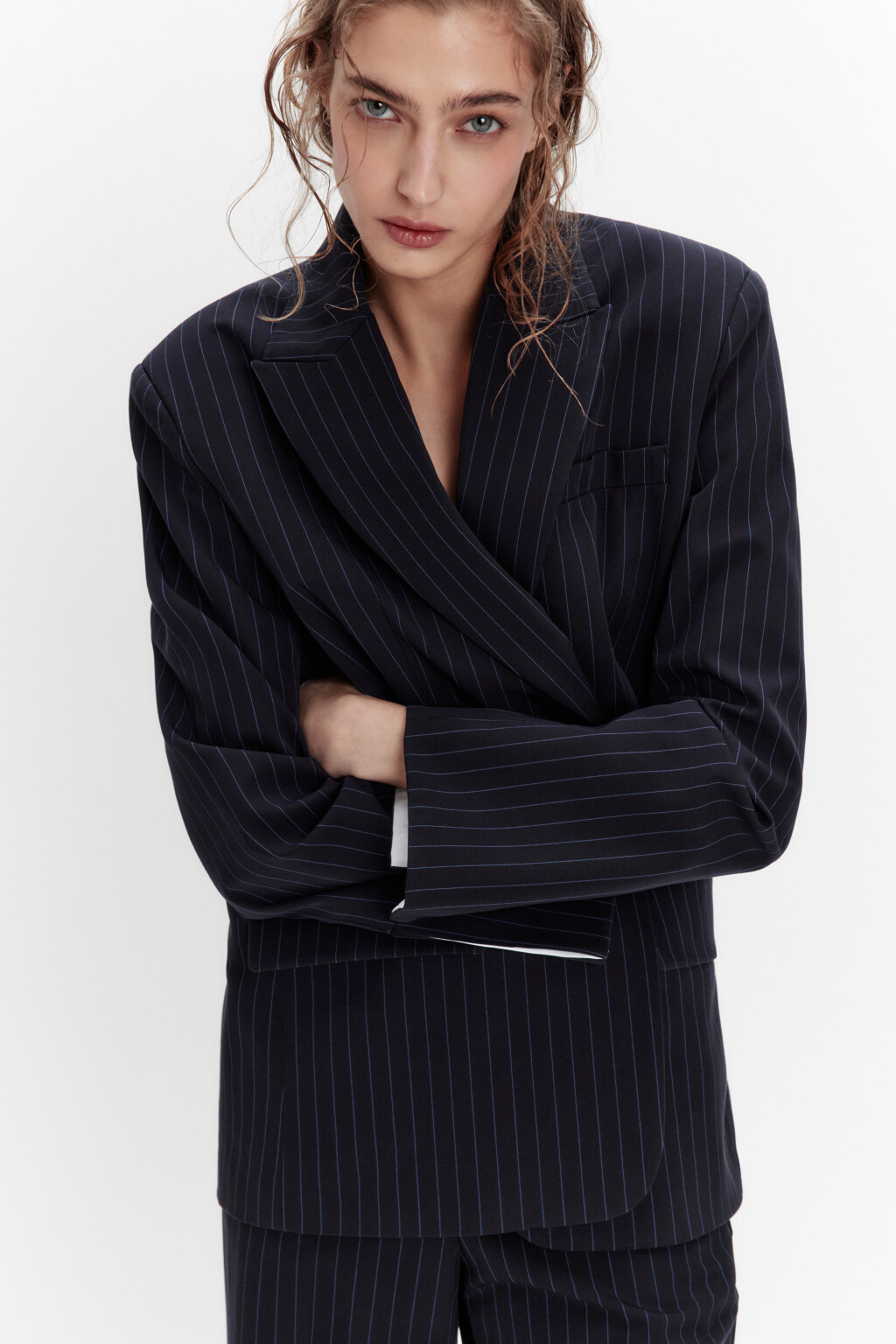 Пиджак однобортный в полоску - цвет синий - 5