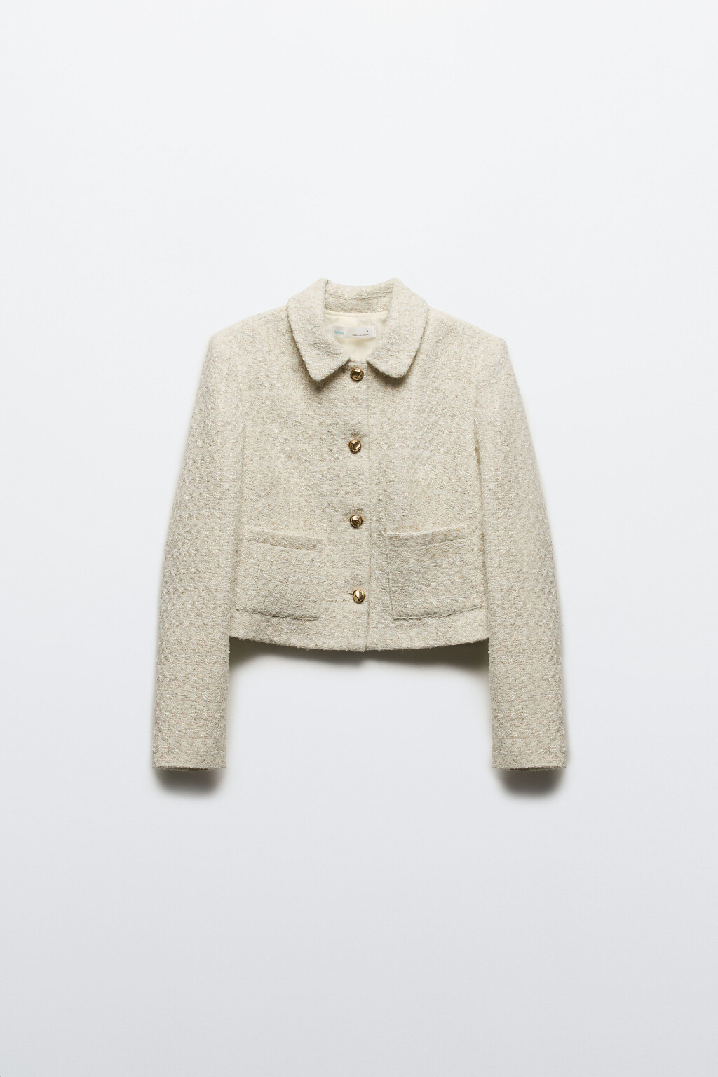 Жакет укороченный с отложным воротником - цвет молочный - 10