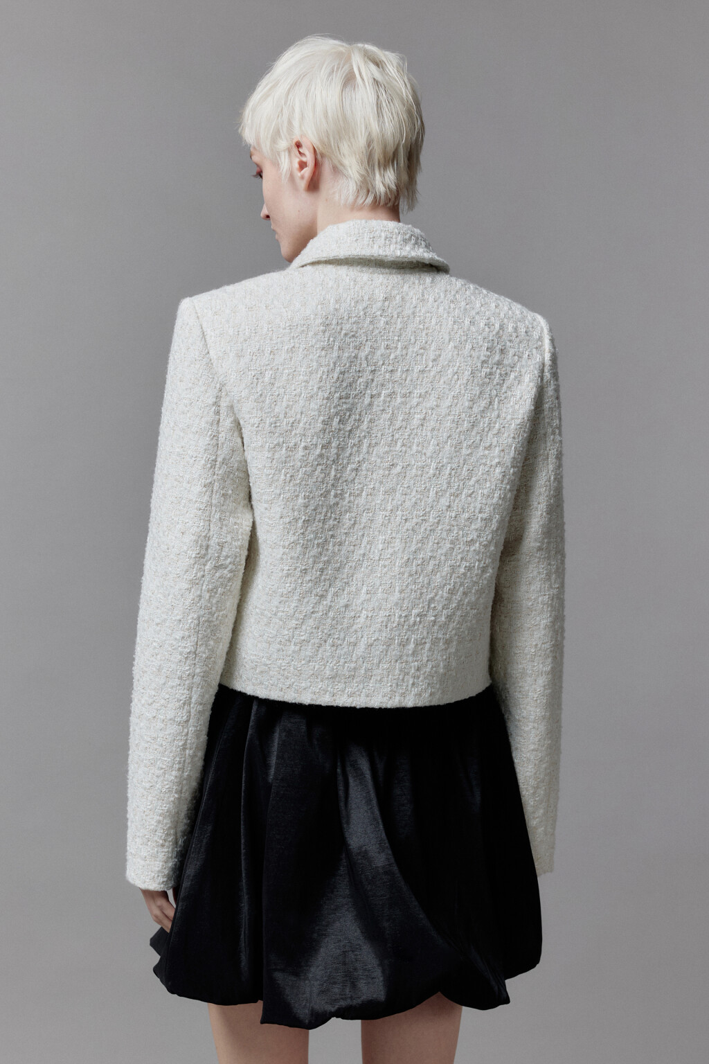 Жакет укороченный с отложным воротником - цвет молочный - 5