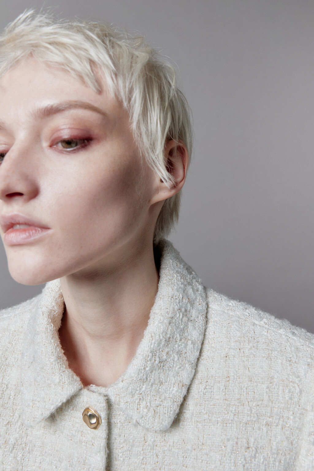 Жакет укороченный с отложным воротником - цвет молочный - 7