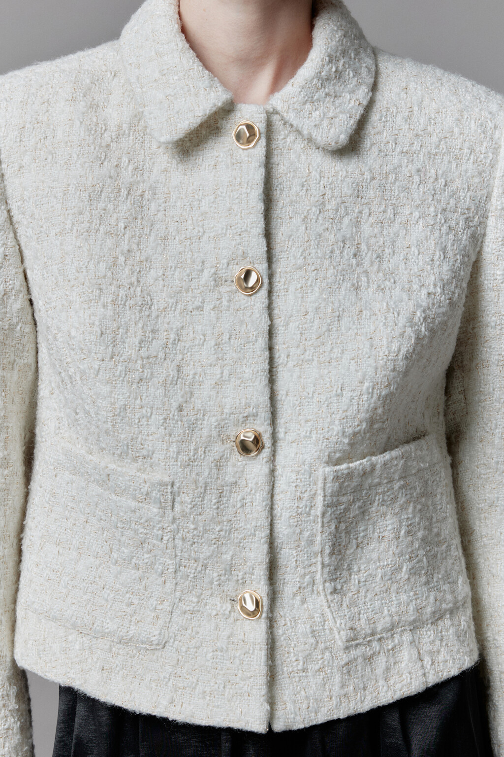 Жакет укороченный с отложным воротником - цвет молочный - 8