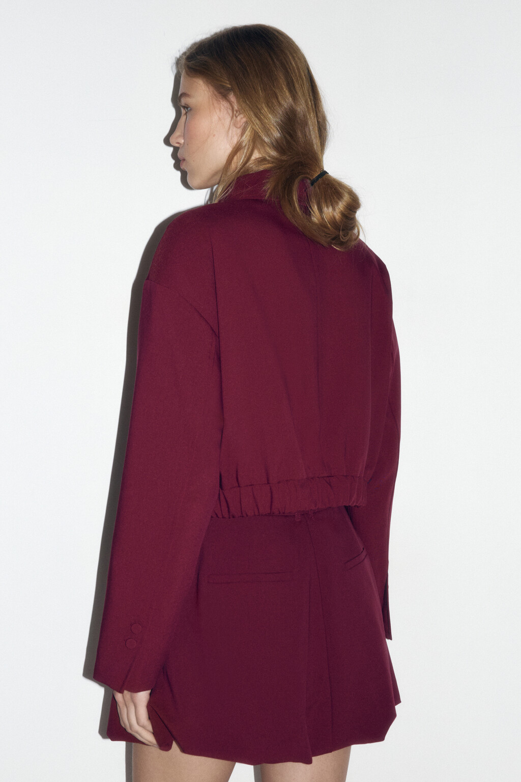 Жакет-бомбер укороченный на молнии - цвет бордовый - 4