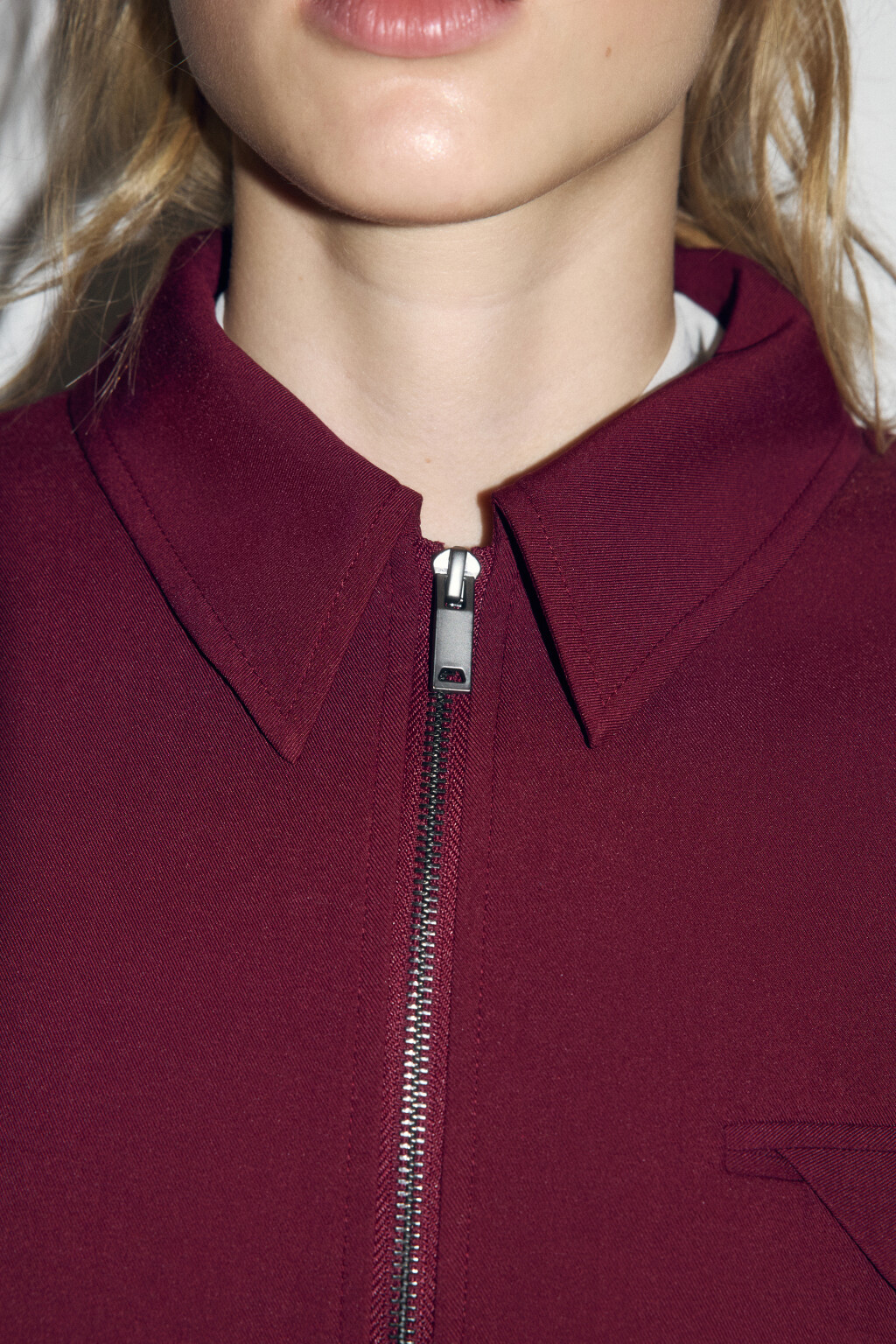 Жакет-бомбер укороченный на молнии - цвет бордовый - 6