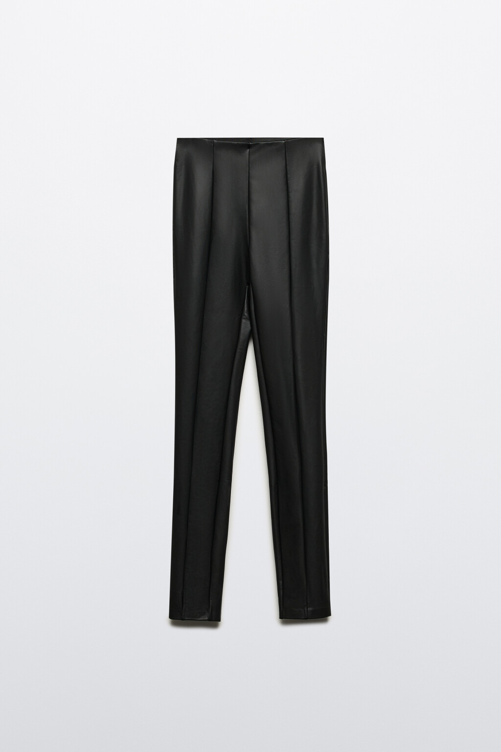 Брюки-леггинсы из искусственной кожи - цвет черный - 8