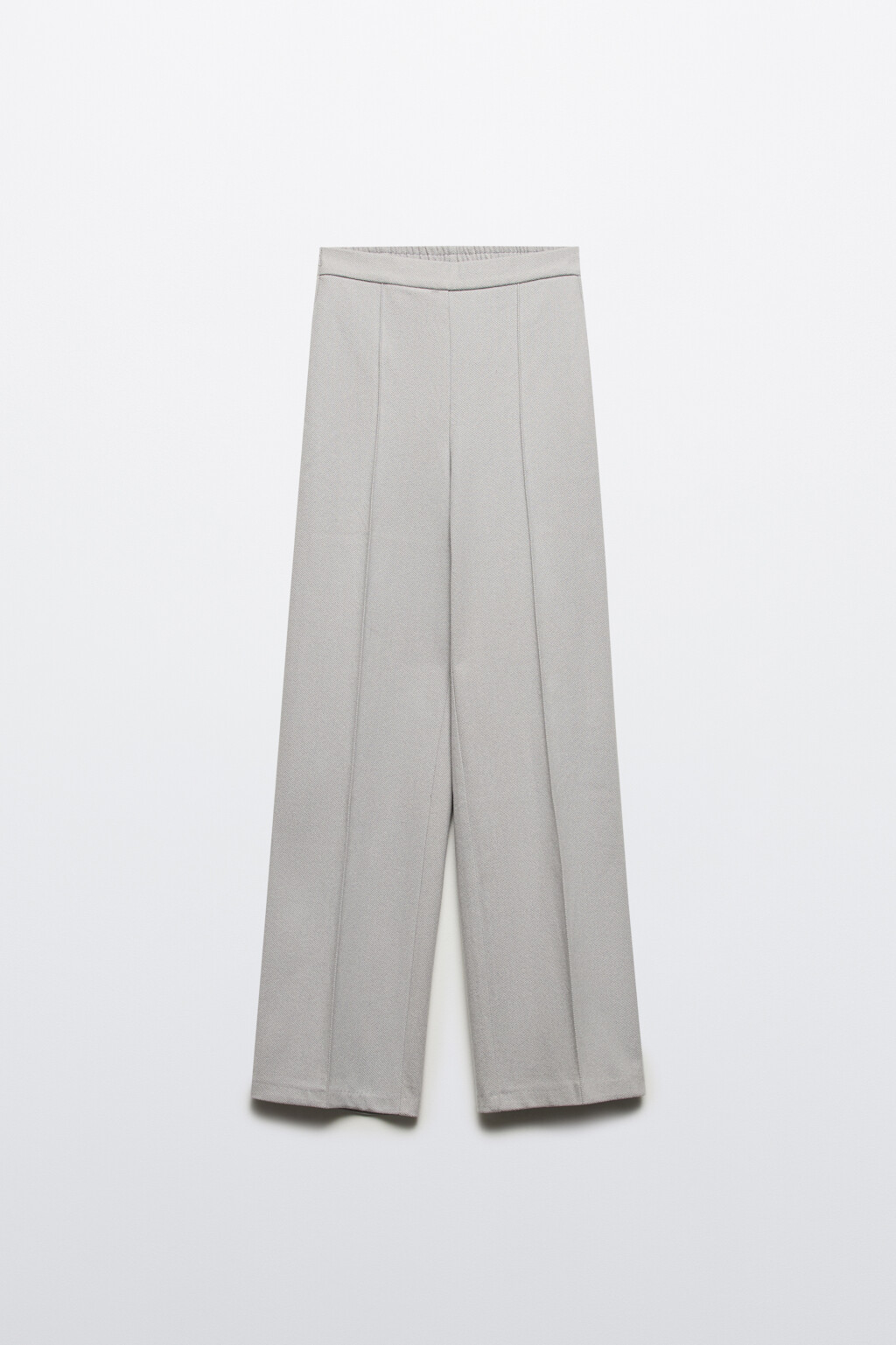 Брюки широкие трикотажные с высокой посадкой - цвет серый - 4