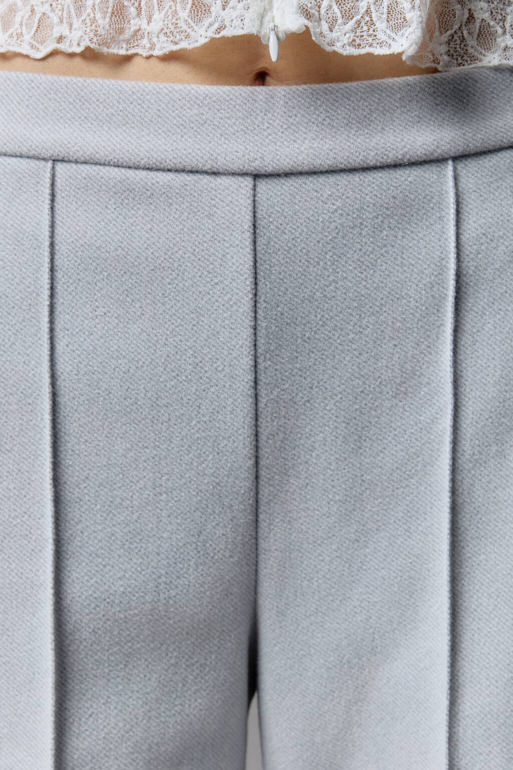 Брюки широкие трикотажные с высокой посадкой - цвет серый - 8