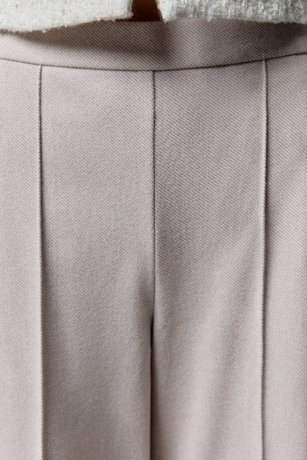 Брюки широкие трикотажные с высокой посадкой - цвет бежевый - 7