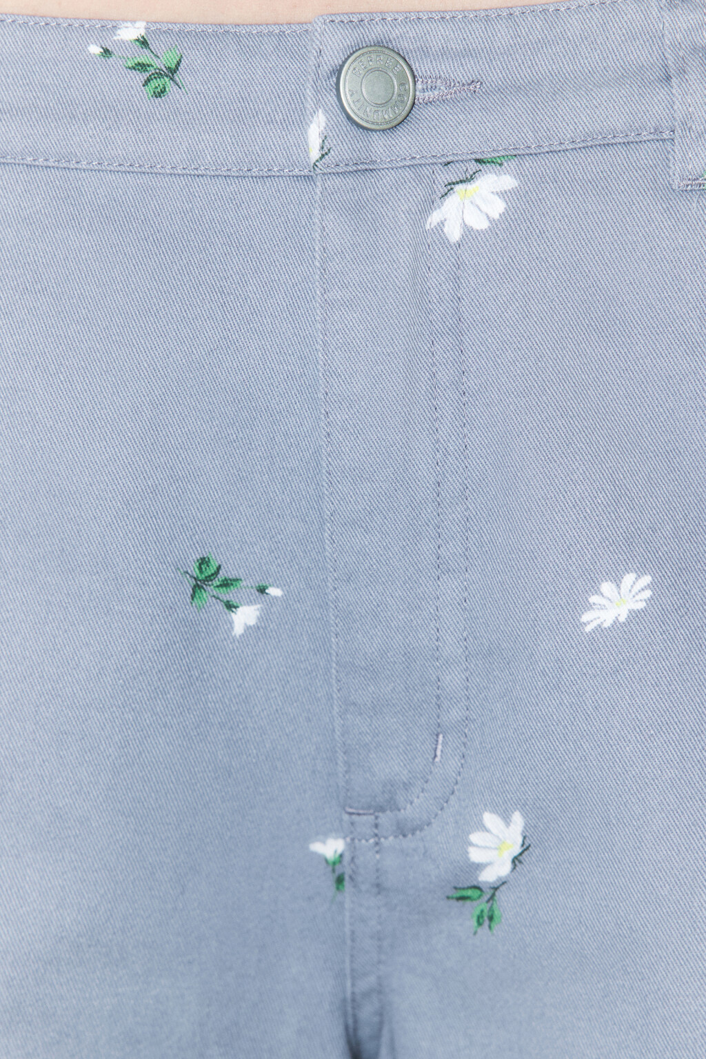 Брюки barrel fit хлопковые с цветочным принтом - цвет серый - 6