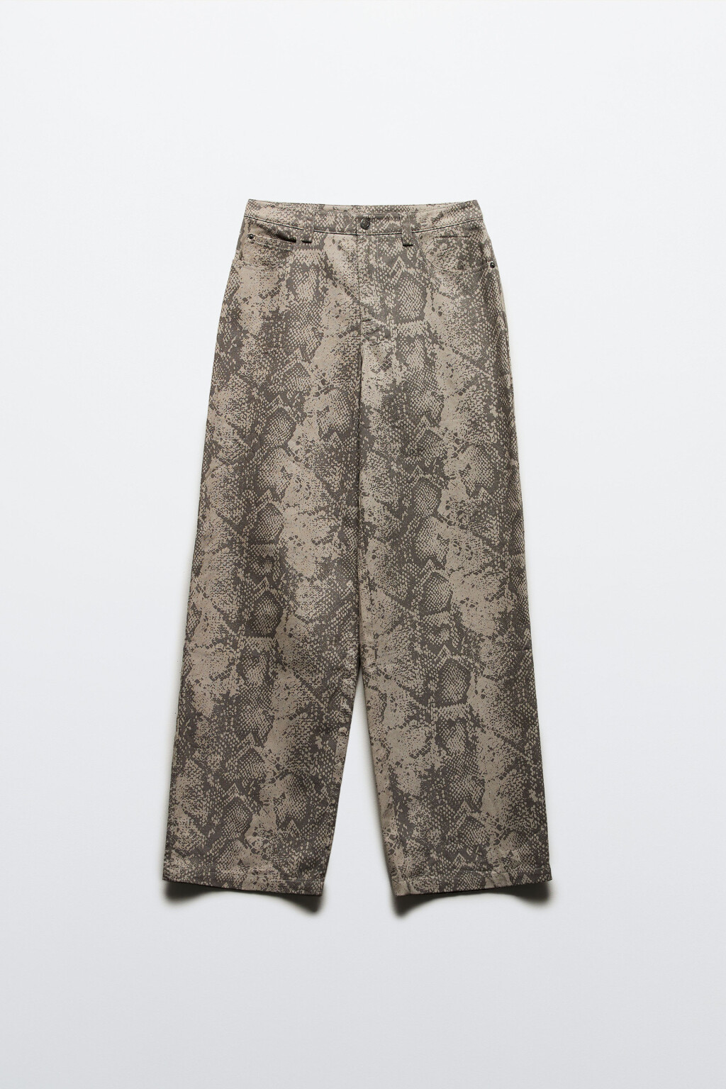 Брюки широкие с принтом под питона - цвет бежевый - 8