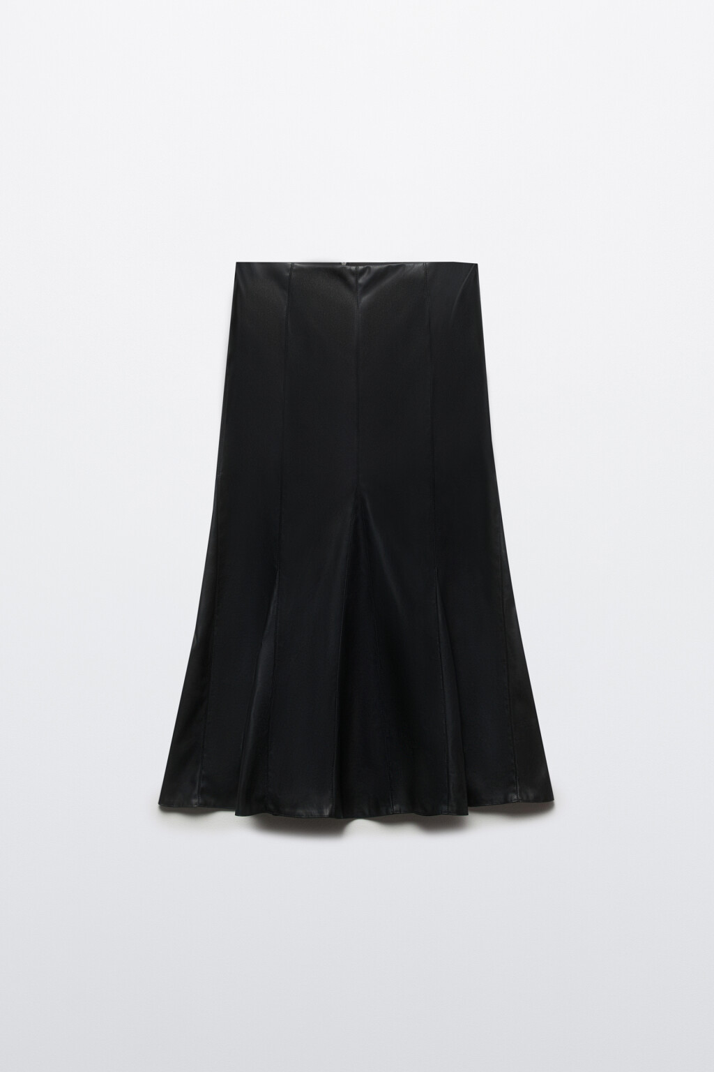Юбка-годе миди из искусственной кожи - цвет черный - 9