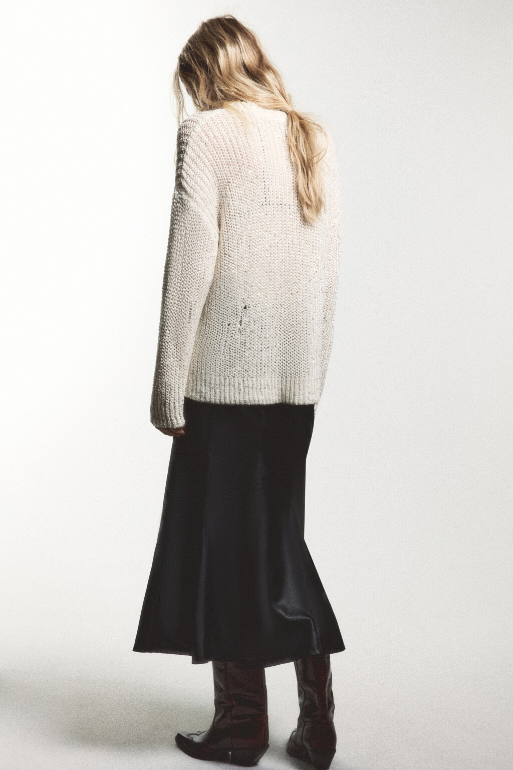 Юбка-годе миди из искусственной кожи - цвет черный - 2