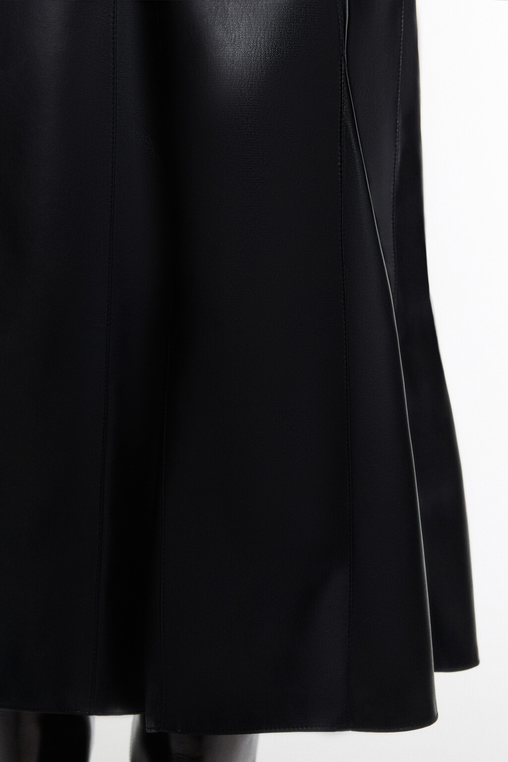 Юбка-годе миди из искусственной кожи - цвет черный - 8