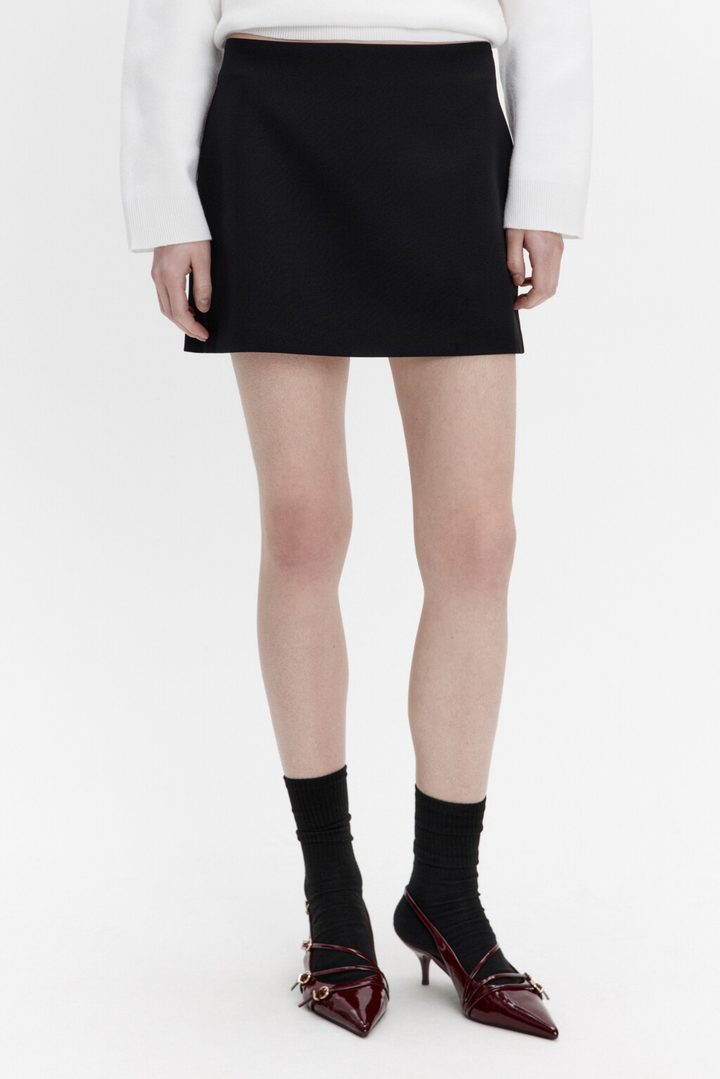 Юбка-шорты мини со средней посадкой - цвет черный - 2