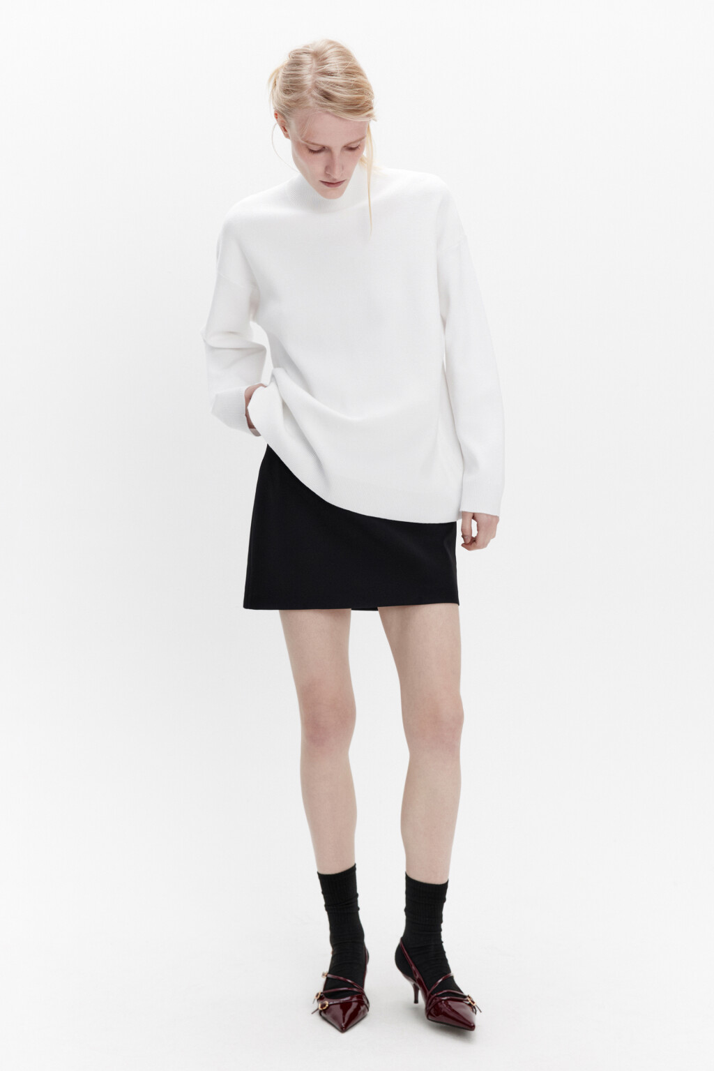 Юбка-шорты мини со средней посадкой - цвет черный - 5