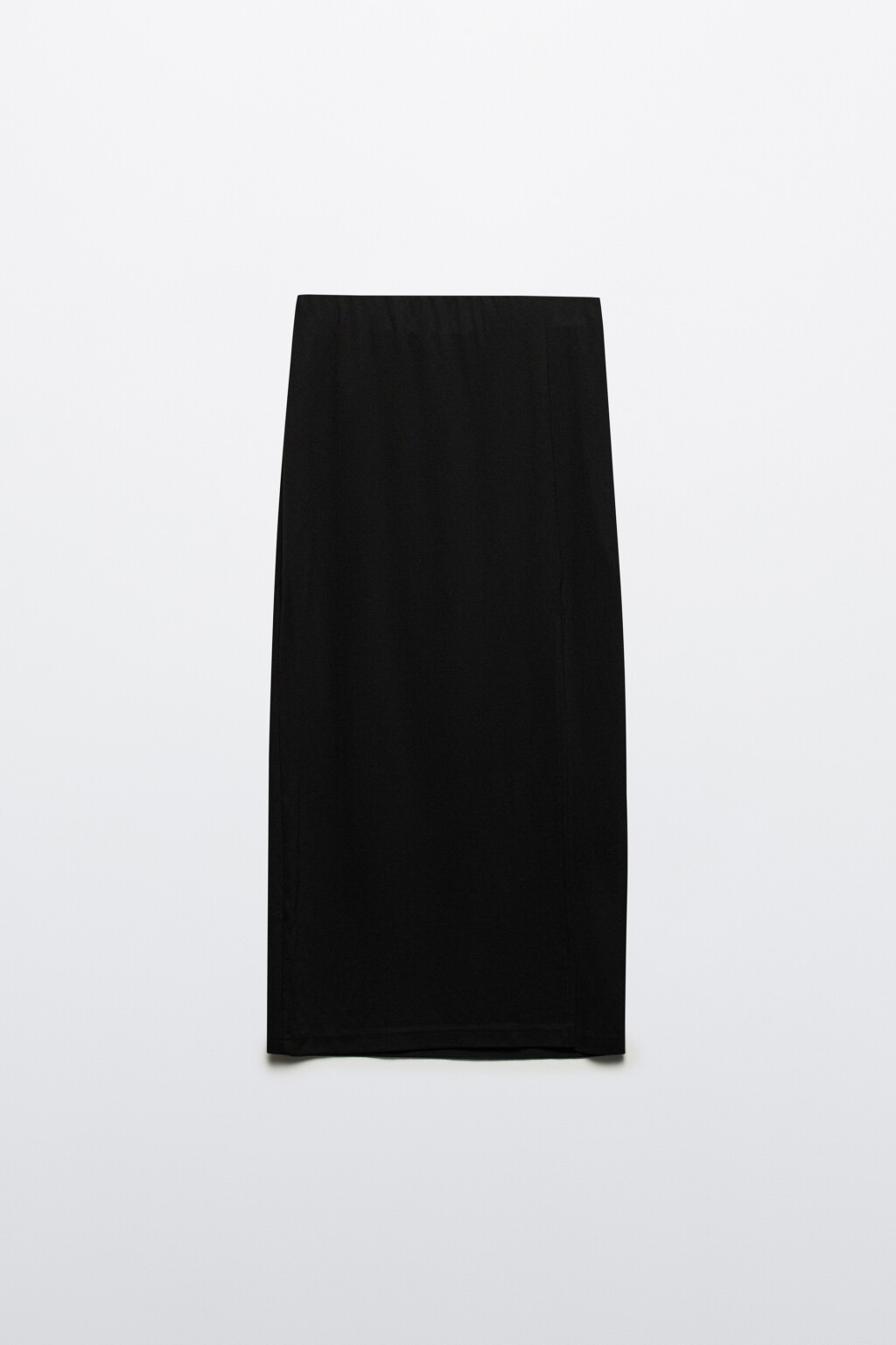Юбка миди прямая трикотажная с разрезом - цвет черный - 9