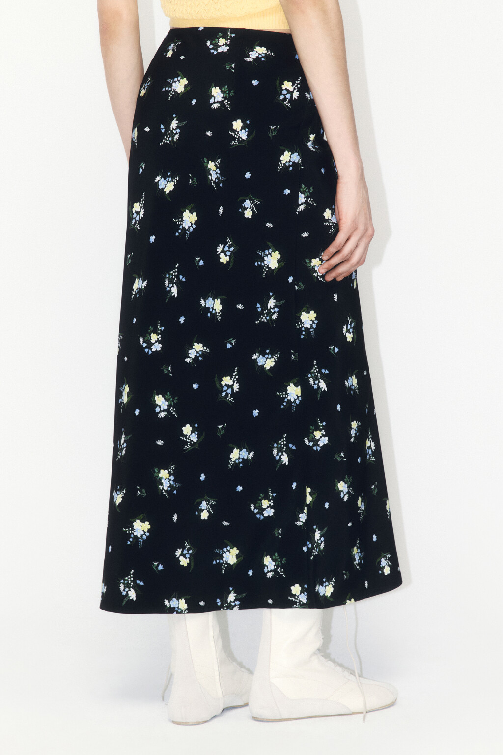 Юбка-годе макси с цветочным принтом - цвет черный - 5