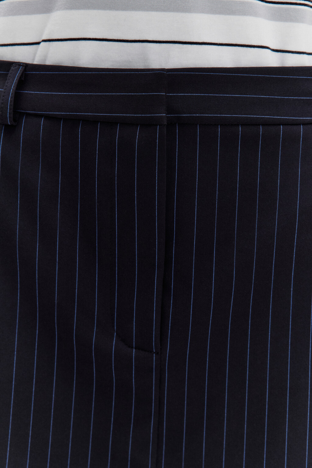 Юбка мини костюмная с контрастной подкладкой - цвет синий - 5