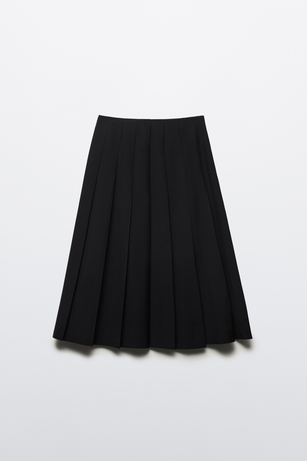 Юбка-трапеция миди костюмная в складку - цвет черный - 9