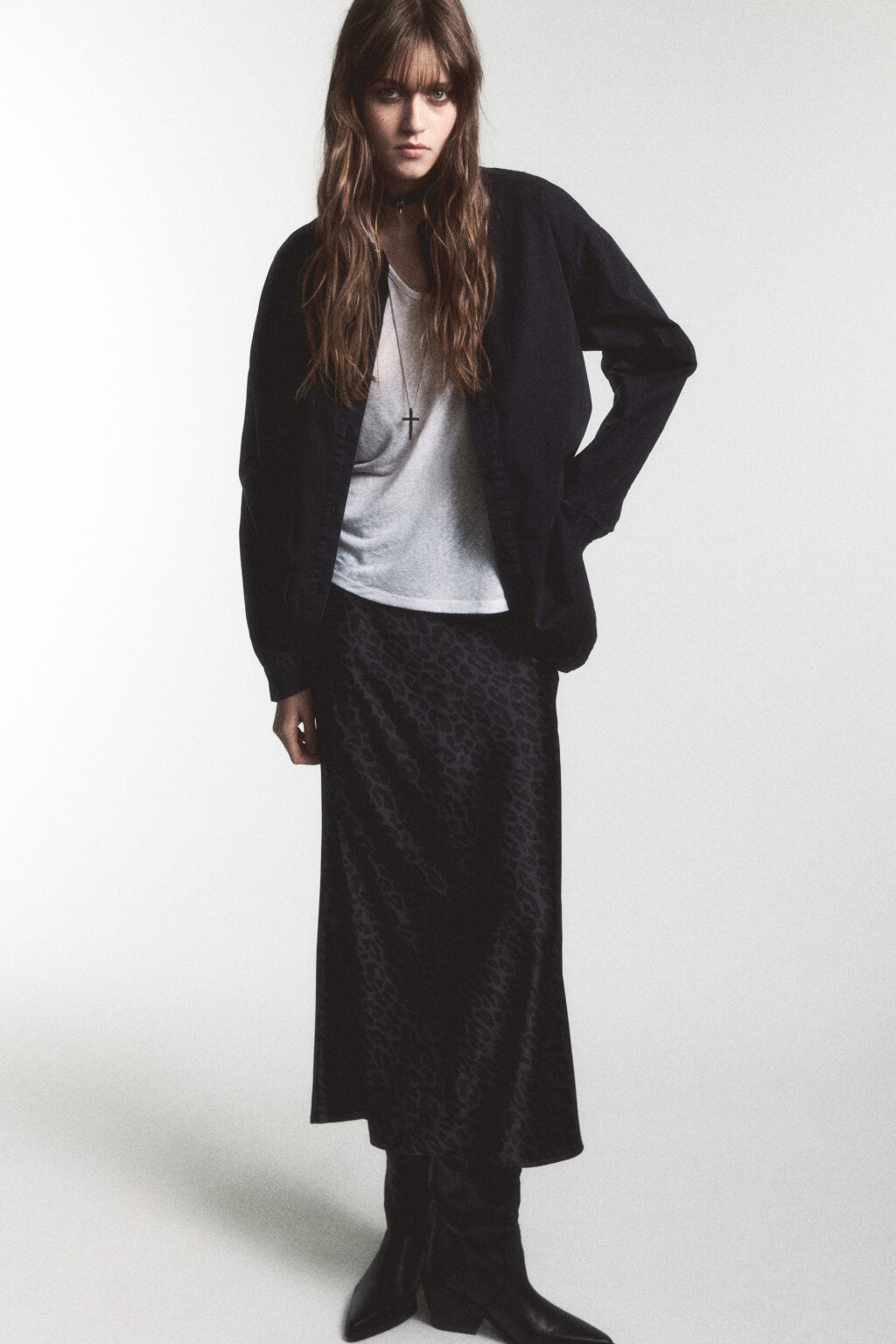 Юбка-годе макси атласная со средней посадкой - цвет серый - 8