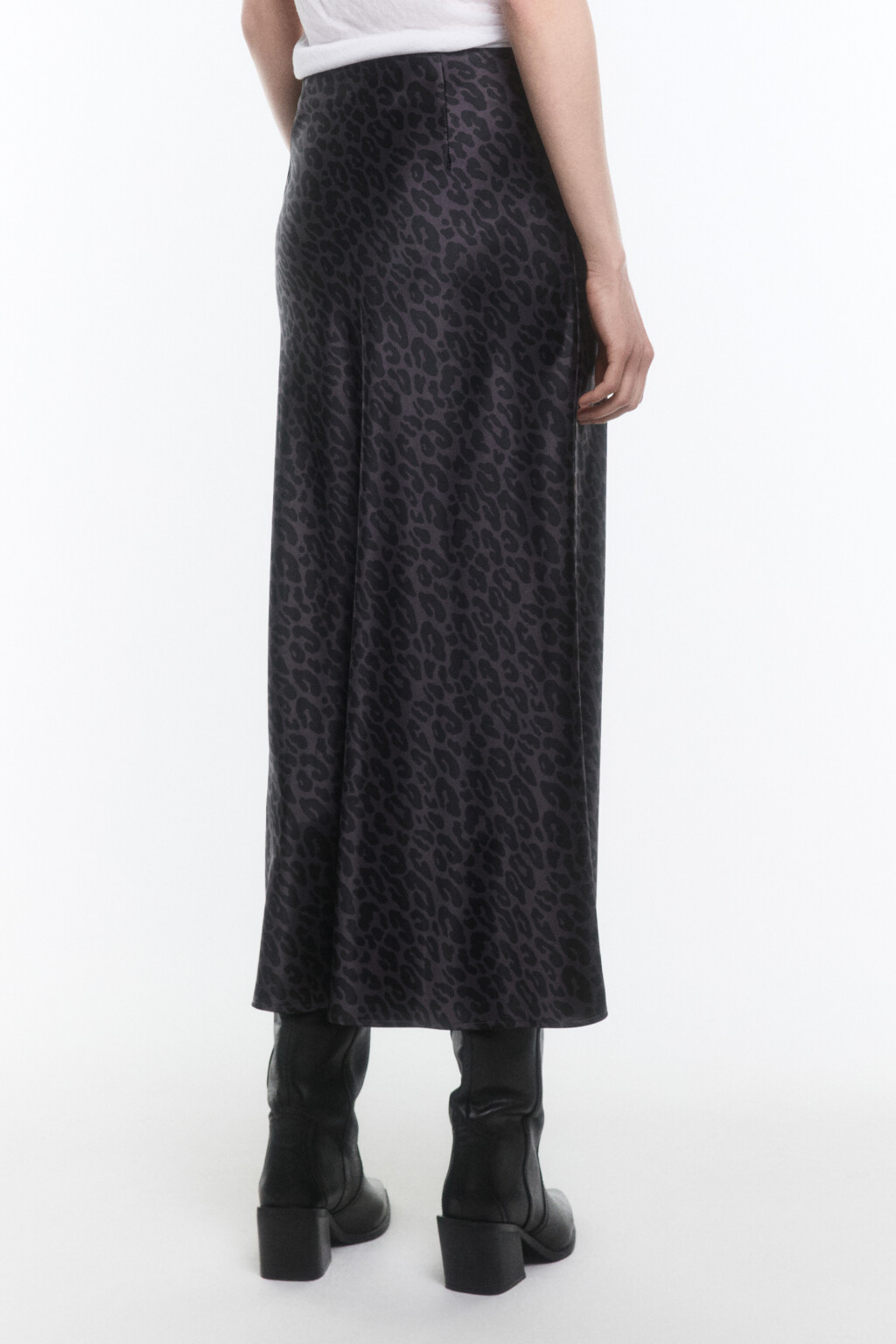 Юбка-годе макси атласная со средней посадкой - цвет серый - 3