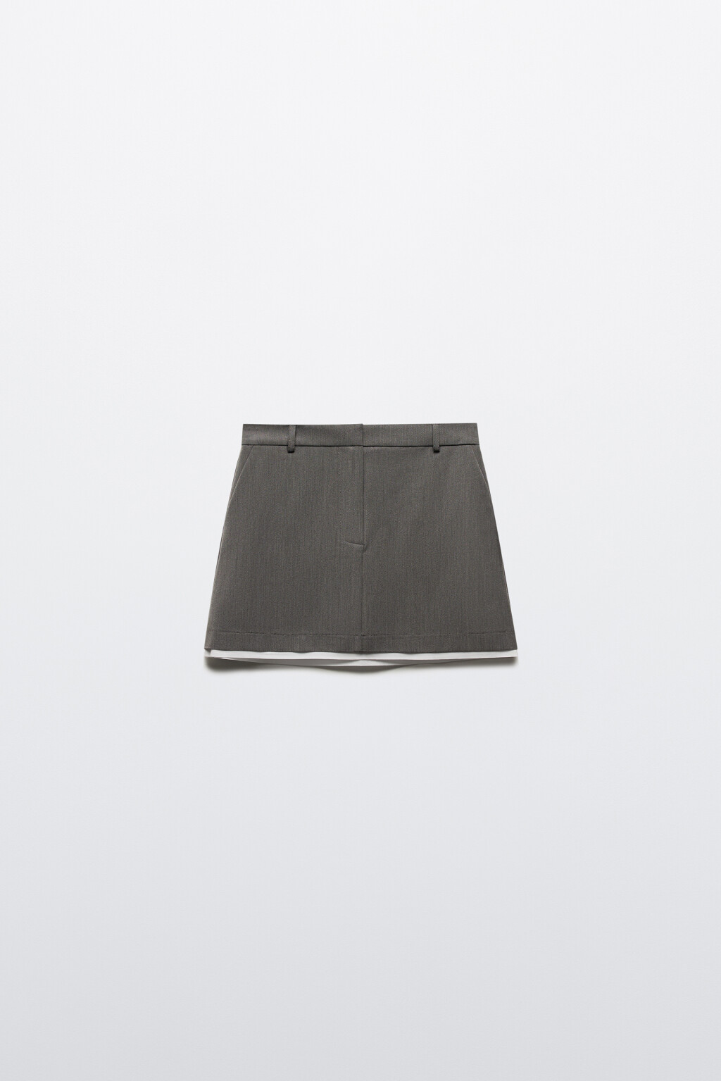 Юбка мини костюмная с контрастной подкладкой - цвет серый - 7