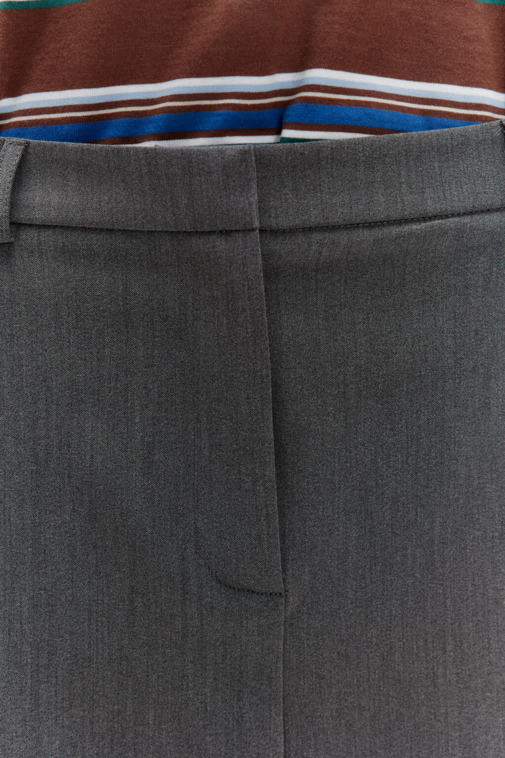 Юбка мини костюмная с контрастной подкладкой - цвет серый - 5