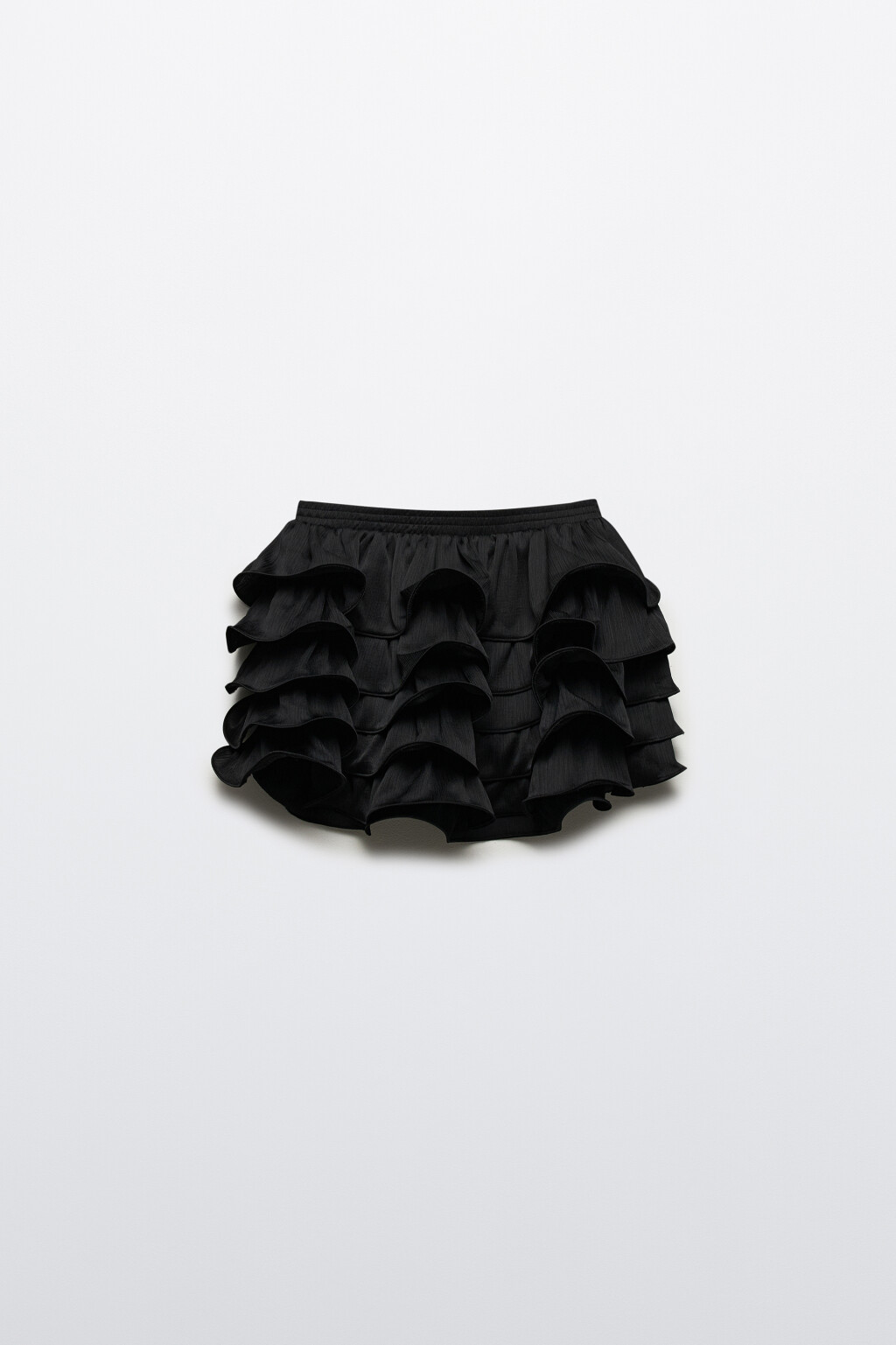 Юбка мини ярусная из ткани плиссе - цвет черный - 8