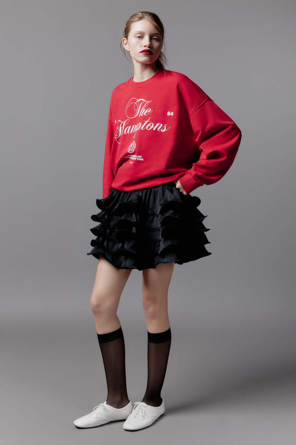 Юбка мини ярусная из ткани плиссе - цвет черный - 6