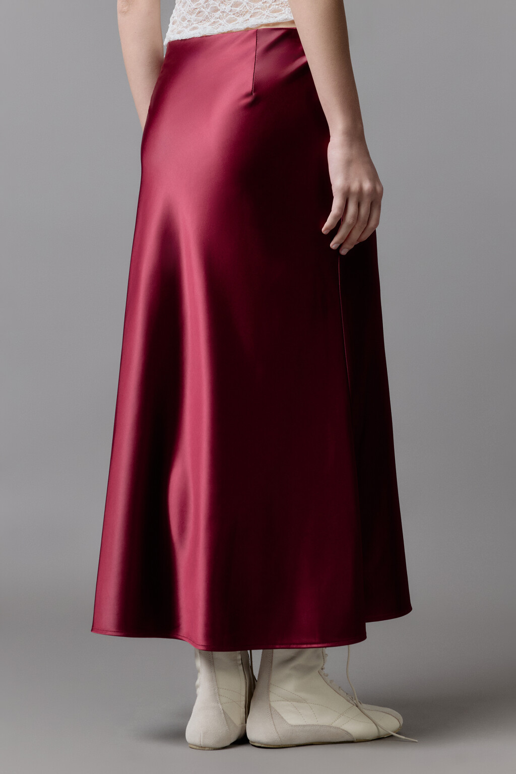Юбка-годе макси атласная - цвет бордовый - 4