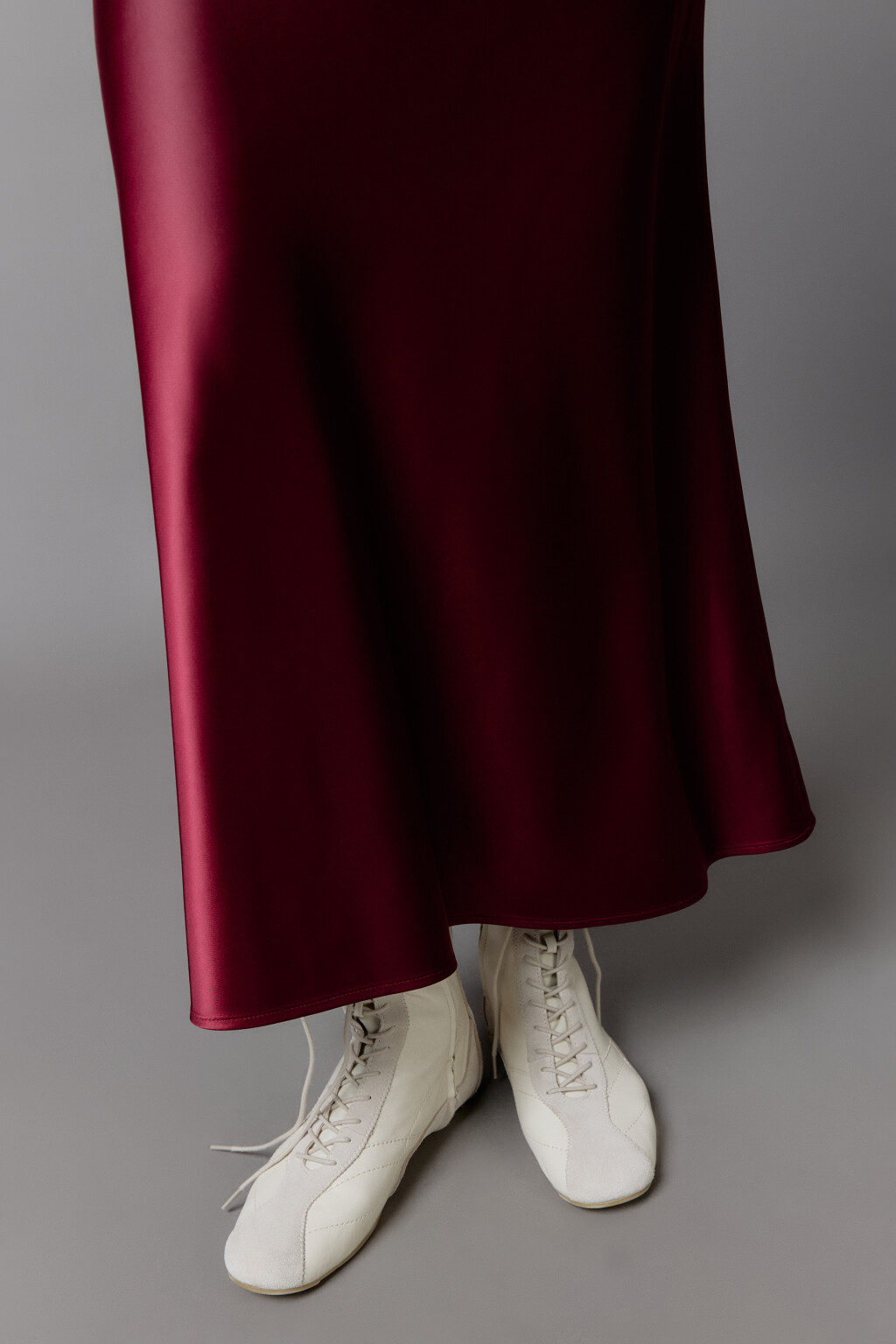 Юбка-годе макси атласная - цвет бордовый - 8