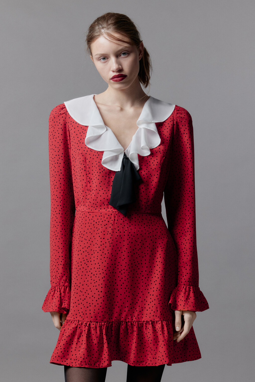 Платье мини с воланами и воротничком - цвет мультиколор - 3