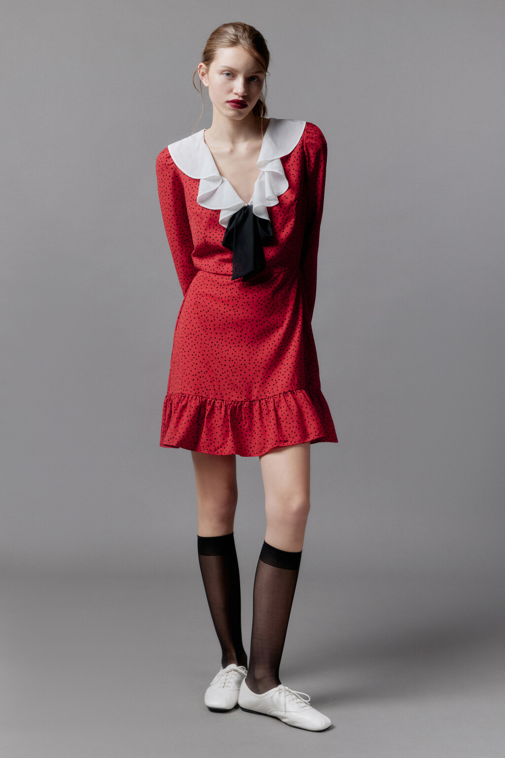 Платье мини с воланами и воротничком - цвет мультиколор - 6