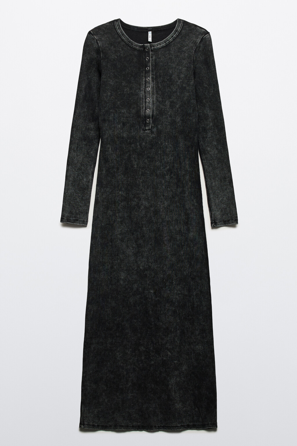 Платье миди трикотажное с вареным эффектом - цвет черный - 8