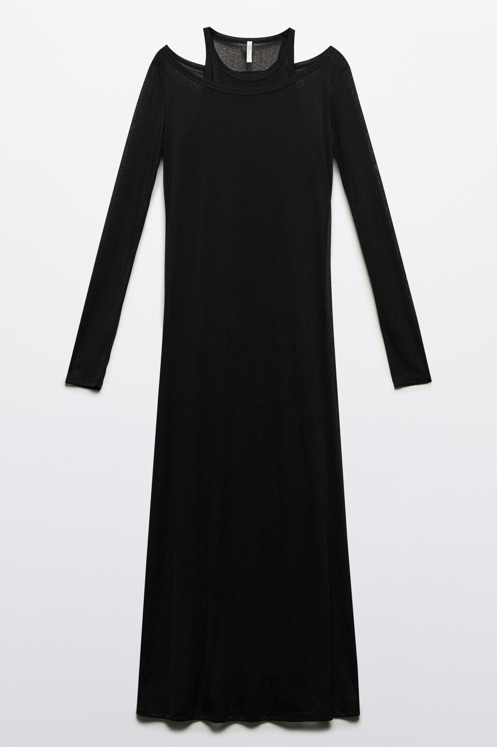 Платье макси трикотажное с подкладкой-майкой - цвет черный - 8