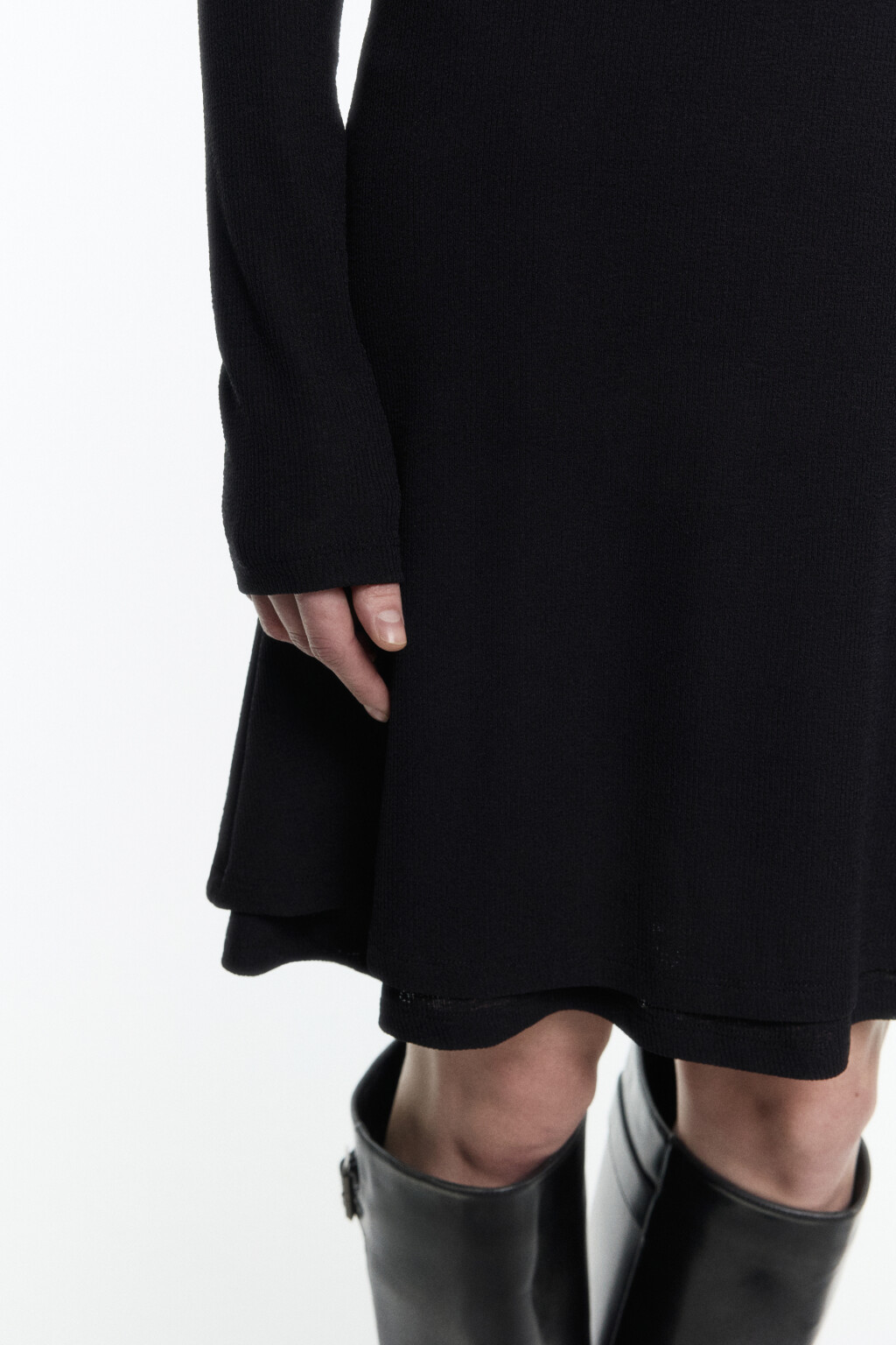 Платье мини трикотажное с майкой сверху - цвет черный - 7