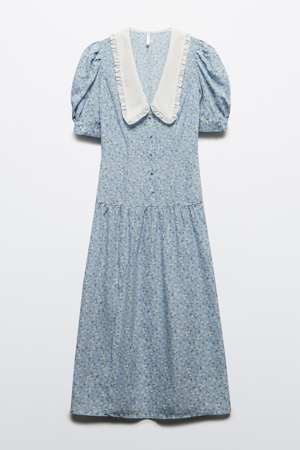 Платье миди приталенное с белым воротничком - цвет голубой - 8